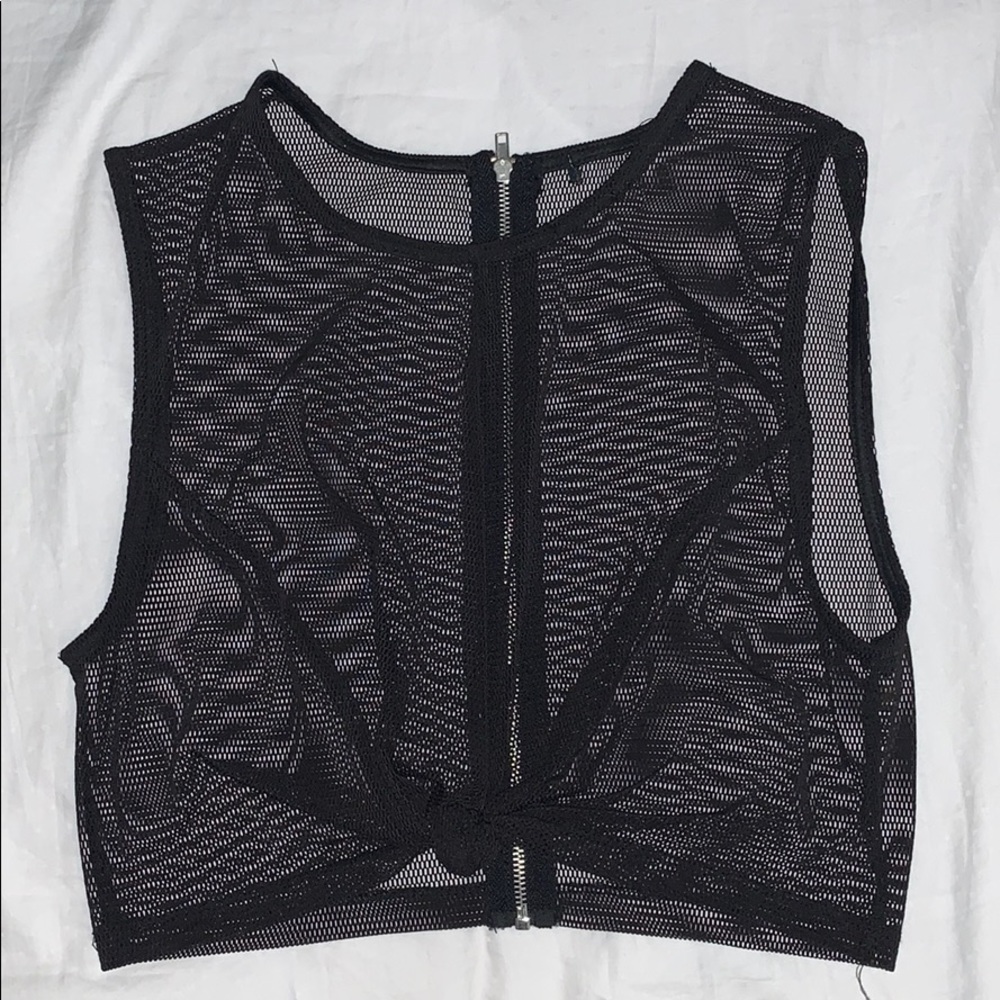 Black Mesh Crop Tank